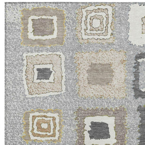 HomeRoots 5' Stylish Gray Charcoal and Beige Geometric Area Rug – Durable, Washable for Indoor & Outdoor Use 8' X 10' 629091