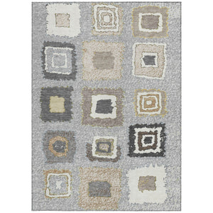 HomeRoots 5' Stylish Gray Charcoal and Beige Geometric Area Rug – Durable, Washable for Indoor & Outdoor Use 9' X 12' 629092