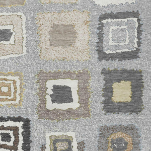 HomeRoots 5' Stylish Gray Charcoal and Beige Geometric Area Rug – Durable, Washable for Indoor & Outdoor Use 9' X 12' 629092