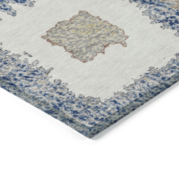 HomeRoots 5' Stylish Navy Blue Geometric Washable Indoor Outdoor Area Rug – Durable, Stain-Resistant Comfort 8' Round 629102
