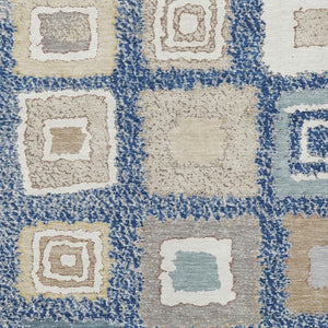 HomeRoots 5' Stylish Navy Blue Geometric Washable Indoor Outdoor Area Rug – Durable, Stain-Resistant Comfort 8' X 10' 629103