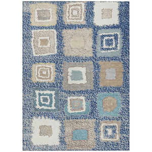 HomeRoots 5' Stylish Navy Blue Geometric Washable Indoor Outdoor Area Rug – Durable, Stain-Resistant Comfort 8' X 10' 629103
