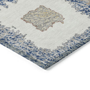 HomeRoots 5' Stylish Navy Blue Geometric Washable Indoor Outdoor Area Rug – Durable, Stain-Resistant Comfort 8' X 10' 629103