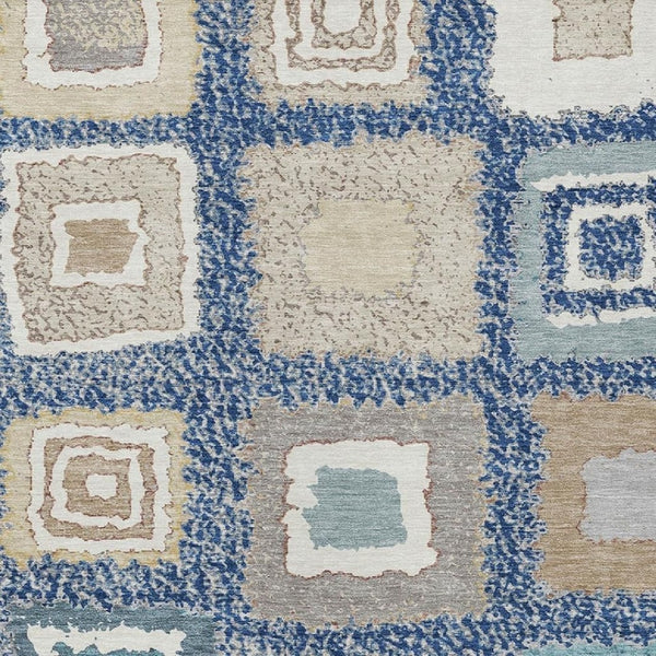 HomeRoots 5' Stylish Navy Blue Geometric Washable Indoor Outdoor Area Rug – Durable, Stain-Resistant Comfort 10' X 14' 629105