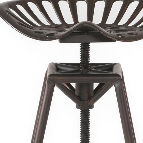 HomeRoots Bronze Iron Adjustable Height Swivel Bar Chair – Industrial Style, Space-Saving, Comfortable Design 629124