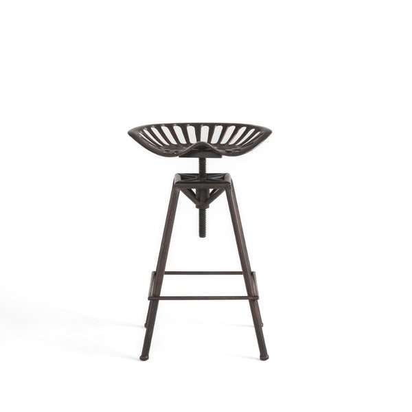 HomeRoots Bronze Iron Adjustable Height Swivel Bar Chair – Industrial Style, Space-Saving, Comfortable Design 629124