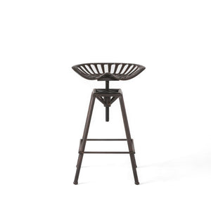 HomeRoots Bronze Iron Adjustable Height Swivel Bar Chair – Industrial Style, Space-Saving, Comfortable Design 629124