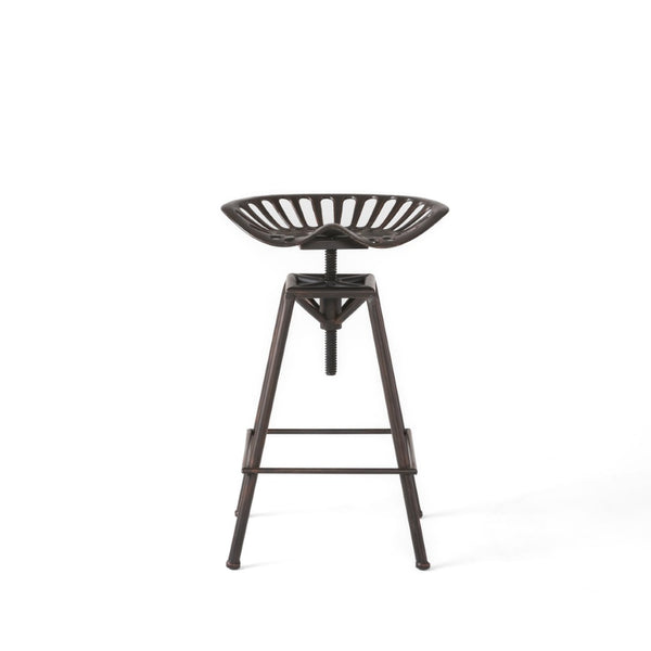 HomeRoots Bronze Iron Adjustable Height Swivel Bar Chair – Industrial Style, Space-Saving, Comfortable Design 629124