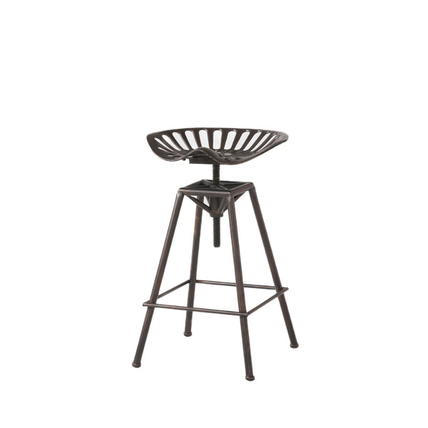 HomeRoots Bronze Iron Adjustable Height Swivel Bar Chair – Industrial Style, Space-Saving, Comfortable Design 629124
