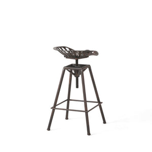 HomeRoots Bronze Iron Adjustable Height Swivel Bar Chair – Industrial Style, Space-Saving, Comfortable Design 629124