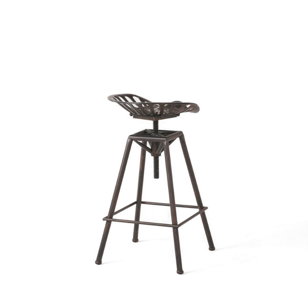 HomeRoots Bronze Iron Adjustable Height Swivel Bar Chair – Industrial Style, Space-Saving, Comfortable Design 629124