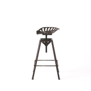 HomeRoots Bronze Iron Adjustable Height Swivel Bar Chair – Industrial Style, Space-Saving, Comfortable Design 629124
