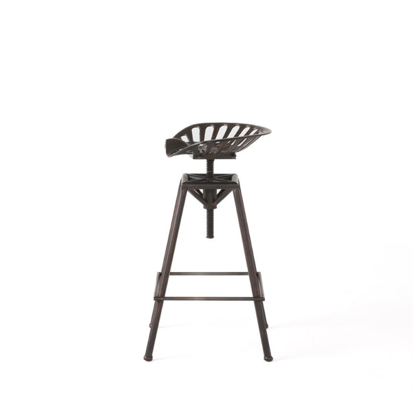 HomeRoots Bronze Iron Adjustable Height Swivel Bar Chair – Industrial Style, Space-Saving, Comfortable Design 629124