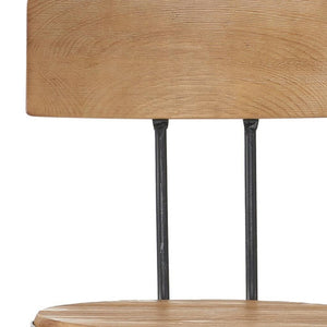 HomeRoots Natural Adjustable Height Swivel Bar Chair - Modern Rustic Wood & Metal Design for Kitchen & Bar 629125