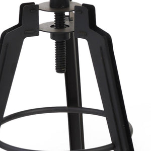 HomeRoots Set of Two Backless Adjustable Swivel Bar Stools with Natural Wood and Black Iron - Modern Rustic Vibe 629126