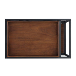 HomeRoots 17" Walnut Rolling Bar Cart with Iron Frame, Wine Storage & Smooth Casters for Easy Mobility 629127