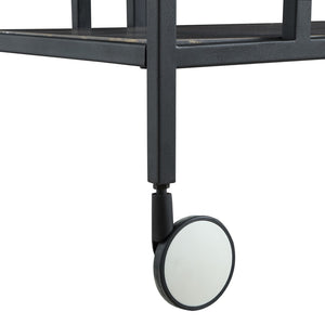 HomeRoots 17" Gray Iron and Wood Rolling Bar Cart – Stylish Wine Storage & Versatile Serving Solution for Home 629130