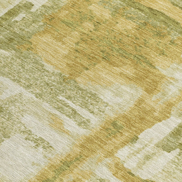 HomeRoots 8' X 10' Artichoke Green & Gold Abstract Washable Area Rug - Stylish, Durable, Indoor/Outdoor Design 629134