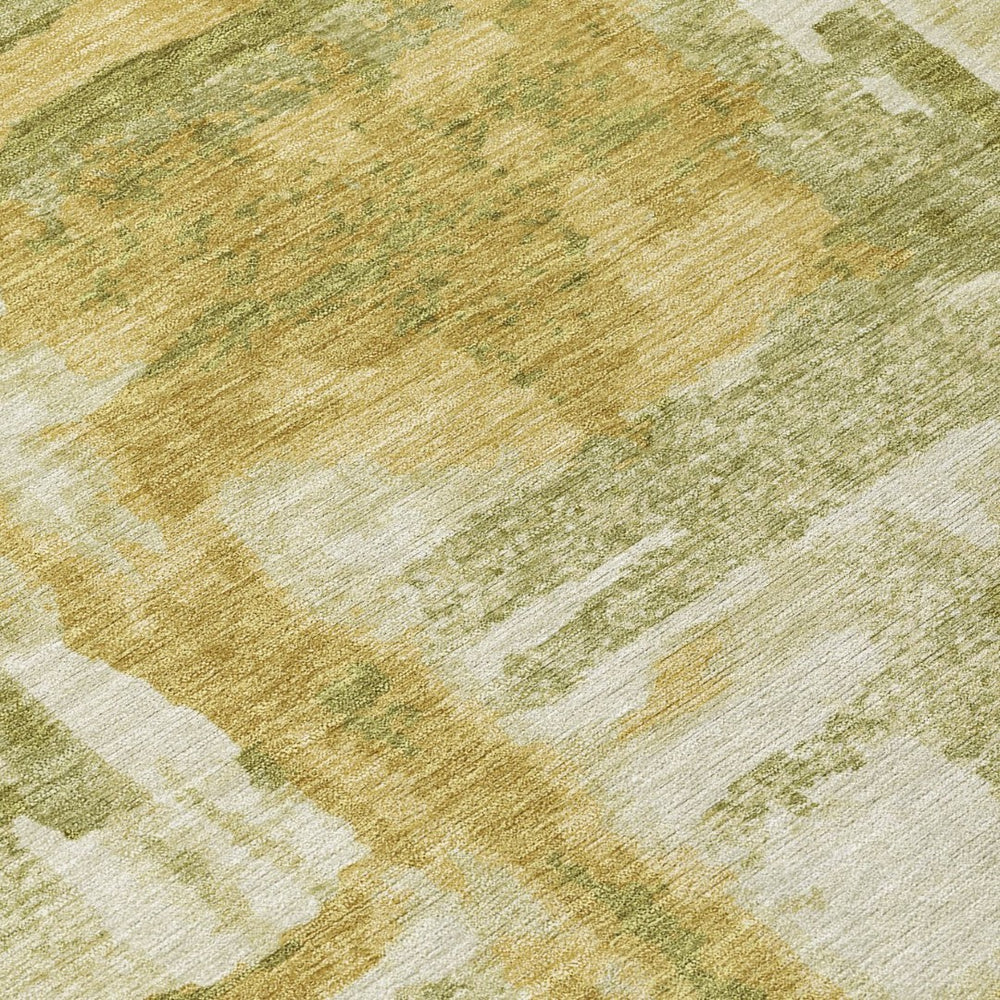 HomeRoots 8' X 10' Artichoke Green & Gold Abstract Washable Area Rug - Stylish, Durable, Indoor/Outdoor Design 629134