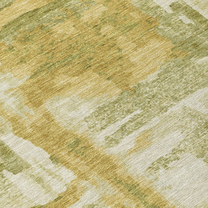 HomeRoots 8' X 10' Artichoke Green & Gold Abstract Washable Area Rug - Stylish, Durable, Indoor/Outdoor Design 629134
