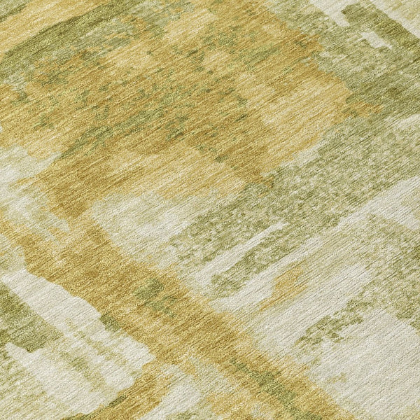 HomeRoots 8' X 10' Artichoke Green & Gold Abstract Washable Area Rug - Stylish, Durable, Indoor/Outdoor Design 629134
