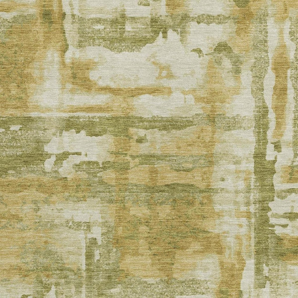 HomeRoots 9' Abstract Artichoke Green & Gold Washable Area Rug - Indoor/Outdoor, Stain-Resistant, Durable Design 629135