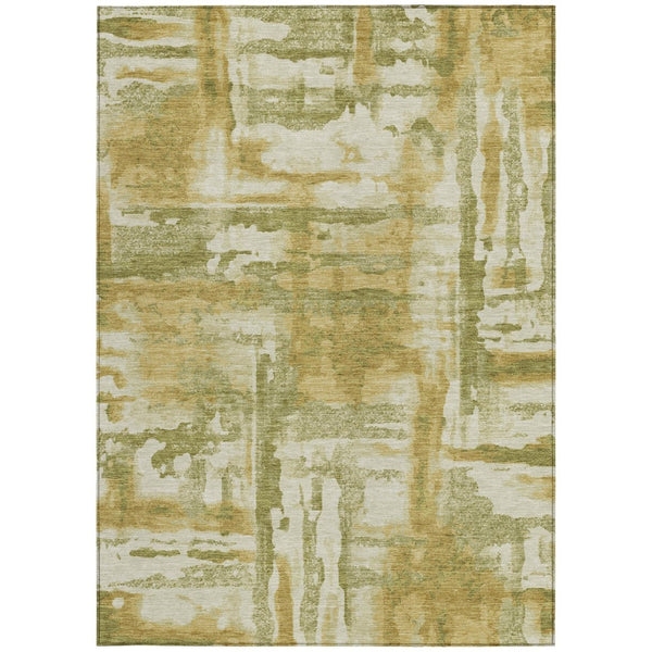 HomeRoots 10' Artichoke Green & Gold Abstract Washable Area Rug - Stylish, Durable Indoor/Outdoor Decor Option 629136
