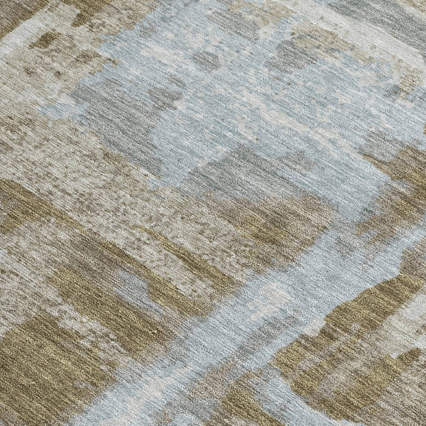 HomeRoots 5' X 8' Brown and Sky Blue Abstract Indoor-Outdoor Rug – Durable, Washable, Modern Design for Any Space 629144