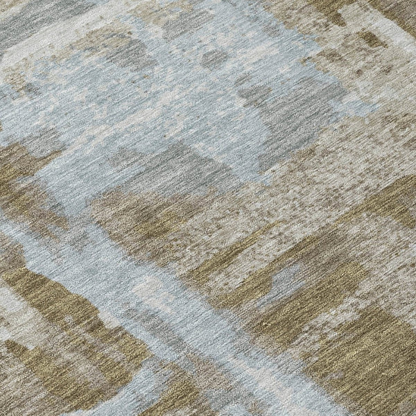 HomeRoots 5' X 8' Brown and Sky Blue Abstract Indoor-Outdoor Rug – Durable, Washable, Modern Design for Any Space 629144