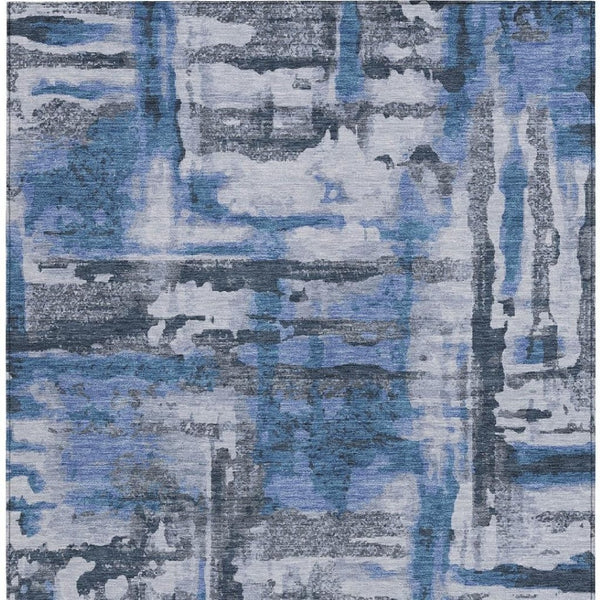 HomeRoots 5' X 8' Blue and Gray Abstract Area Rug - Durable, Washable, Stylish for Indoor & Outdoor Spaces! 629150