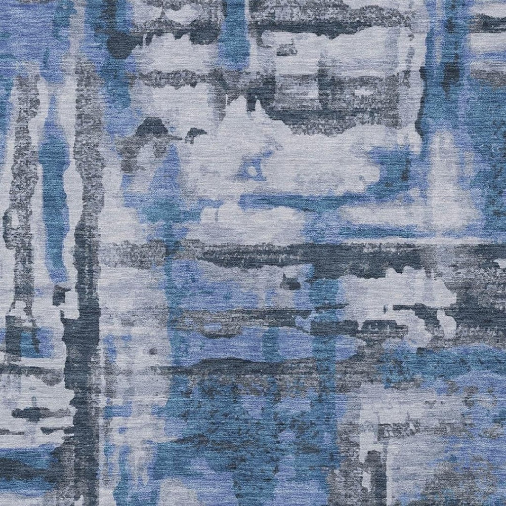 HomeRoots 8' X 10' Blue and Gray Abstract Area Rug – Durable, Washable, Stylish for Indoor & Outdoor Use! 629152