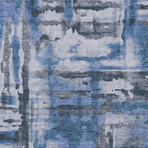 HomeRoots 8' X 10' Blue and Gray Abstract Area Rug – Durable, Washable, Stylish for Indoor & Outdoor Use! 629152