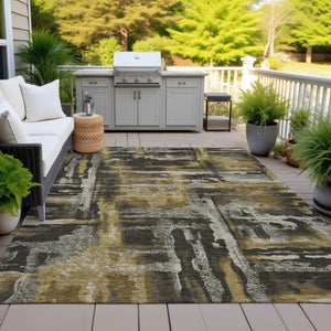 HomeRoots 5' X 8' Abstract Coffee and Taupe Washable Area Rug - Stylish Indoor/Outdoor Decor for High Traffic Areas 629156