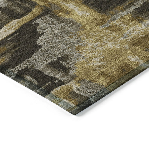 HomeRoots 8' Round Abstract Indoor Outdoor Area Rug in Coffee & Taupe - Durable, Washable, Modern Design! 629157