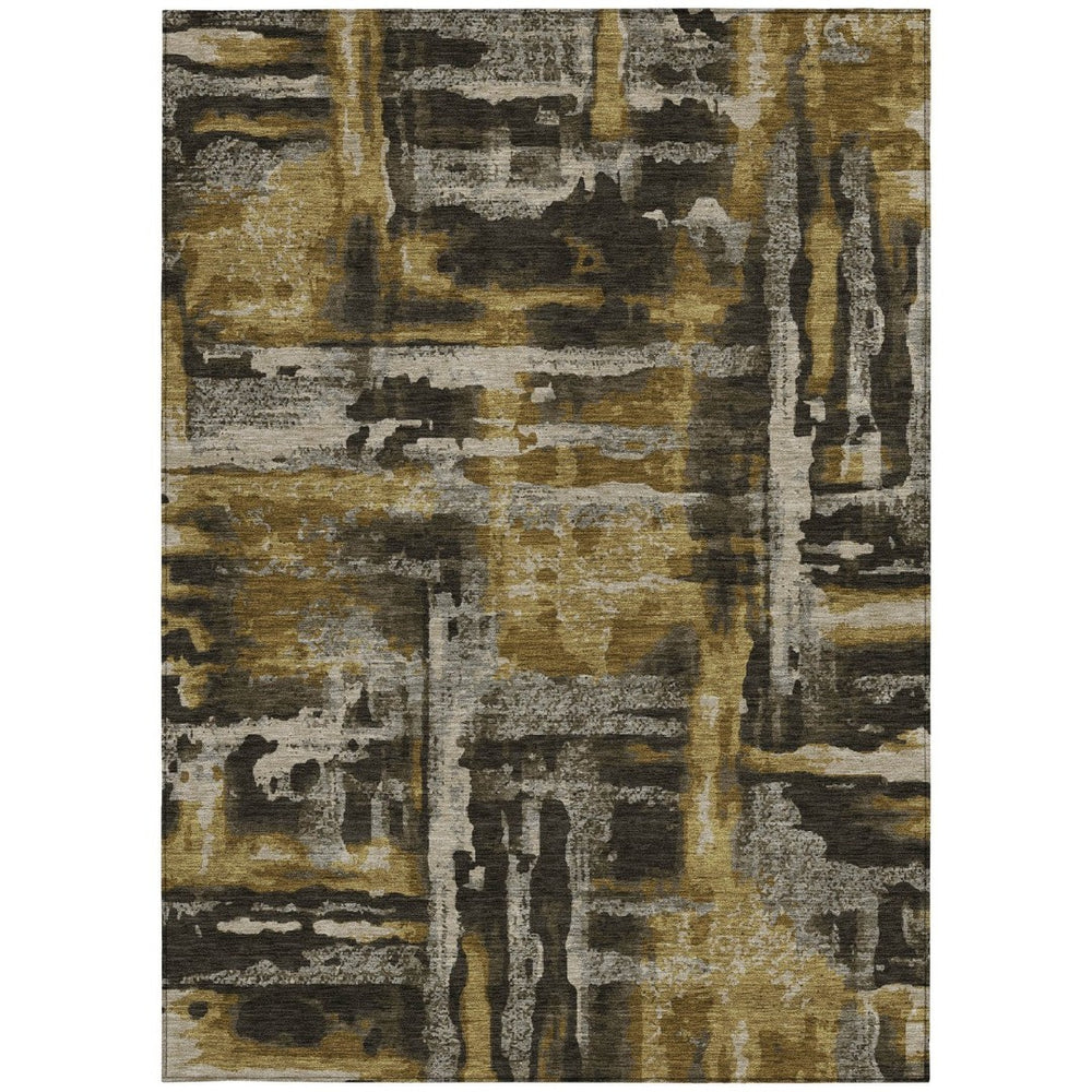 HomeRoots 8' X 10' Contemporary Coffee & Taupe Abstract Washable Area Rug for Indoor/Outdoor Spaces 629158