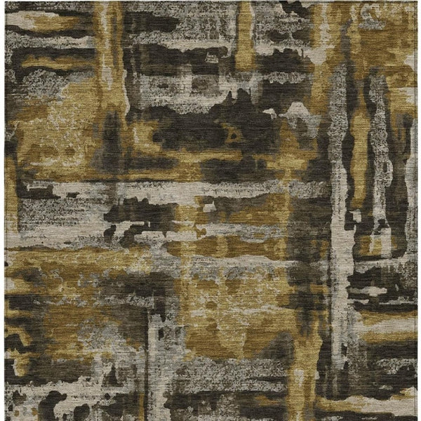 HomeRoots 8' X 10' Contemporary Coffee & Taupe Abstract Washable Area Rug for Indoor/Outdoor Spaces 629158
