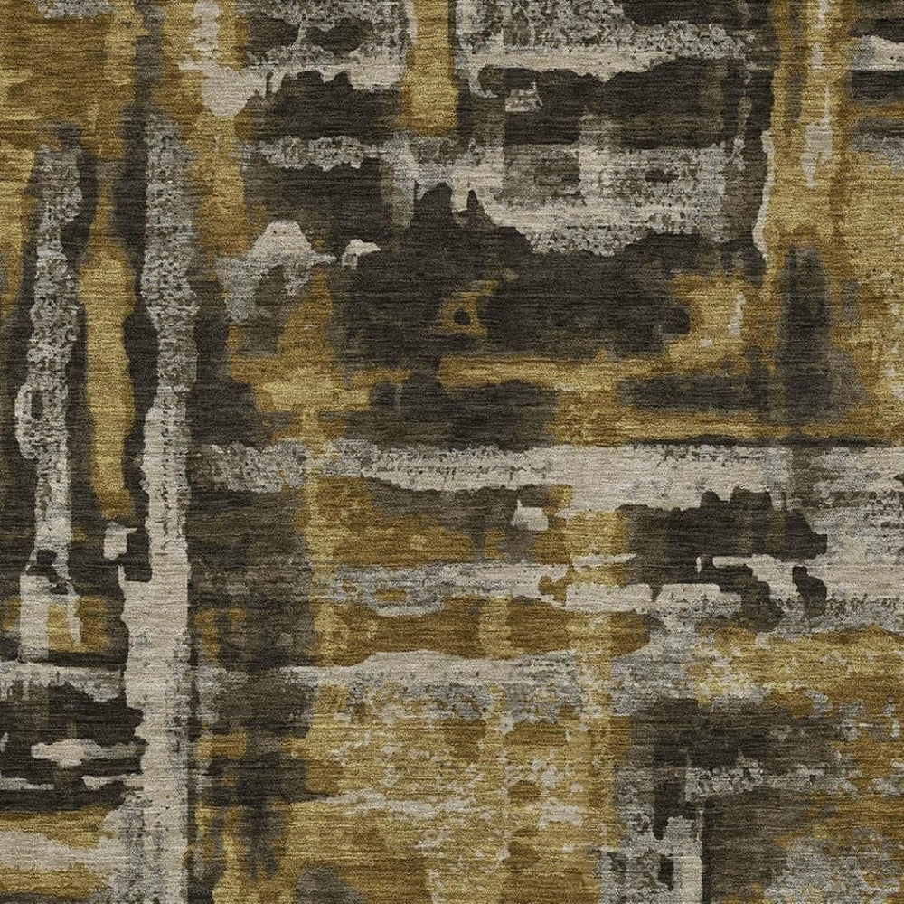 HomeRoots 9' X 12' Coffee & Taupe Abstract Area Rug - Stylish, Washable Design for Indoor & Outdoor Spaces! 629159