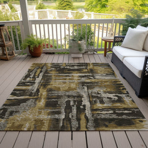 HomeRoots 10' X 14' Coffee and Taupe Abstract Rug - Durable, Washable Indoor/Outdoor Design for Any Space 629160