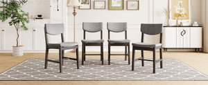 English Elm 4-piece Farmhouse Solid Wood Dining Chairs Upholstered Gray Fabric Curved Back Seating Espresso N752P368504P