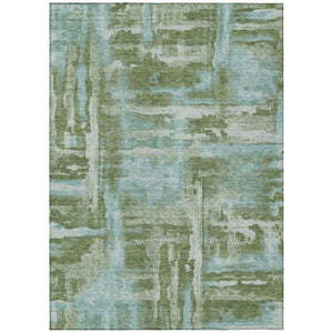 HomeRoots 9' X 12' Washable Fern Green & Sky Blue Abstract Area Rug for Indoor/Outdoor Use, Easy Care & Stylish 629165