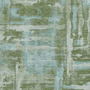 HomeRoots 10' X 14' Fern Green & Sky Blue Abstract Area Rug - Washable, Durable, Perfect for Indoor/Outdoor Use 629166