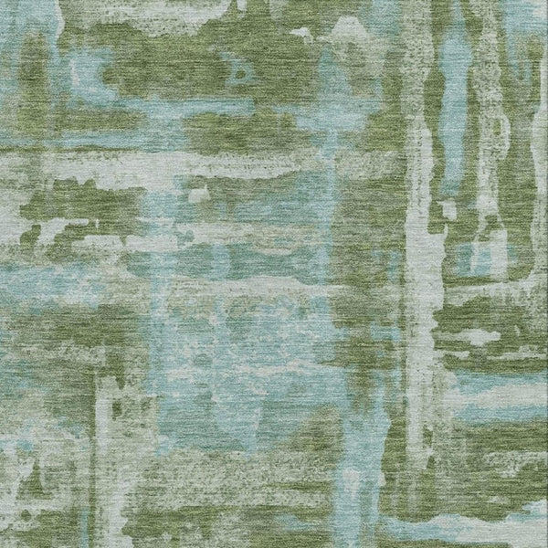 HomeRoots 10' X 14' Fern Green & Sky Blue Abstract Area Rug - Washable, Durable, Perfect for Indoor/Outdoor Use 629166