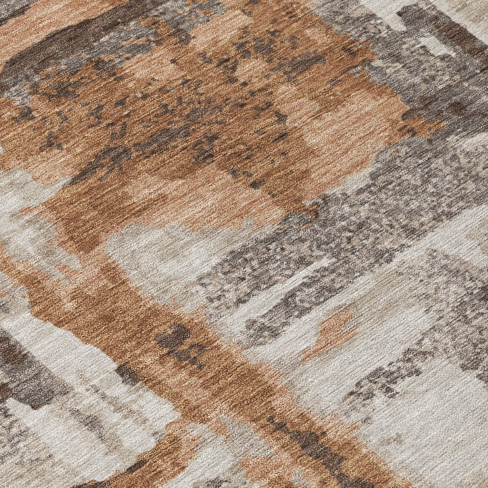 HomeRoots 8' X 10' Washable Rust and Taupe Abstract Area Rug – Durable, Stylish, Ideal for Indoor & Outdoor Use 629176