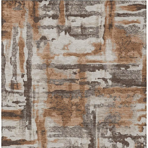 HomeRoots 10' x 14' Rust and Taupe Abstract Washable Area Rug - Stylish Indoor/Outdoor Decor for Any Space 629178