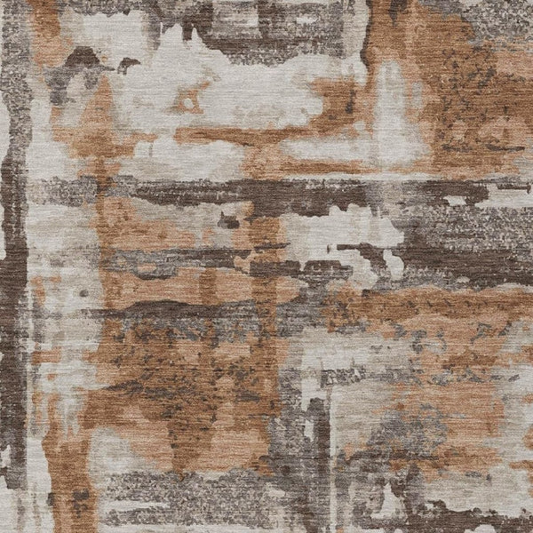HomeRoots 10' x 14' Rust and Taupe Abstract Washable Area Rug - Stylish Indoor/Outdoor Decor for Any Space 629178