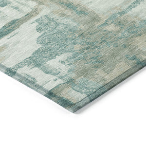 HomeRoots 8' Teal Blue Abstract Round Rug - Stylish, Washable, Indoor/Outdoor Area Rug for High-Traffic Spaces 629181