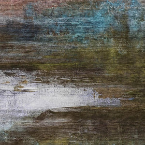 HomeRoots 5' X 8' Abstract Washable Area Rug in Brown, Teal, Blue & Blush - Durable for Indoors & Outdoors! 629186
