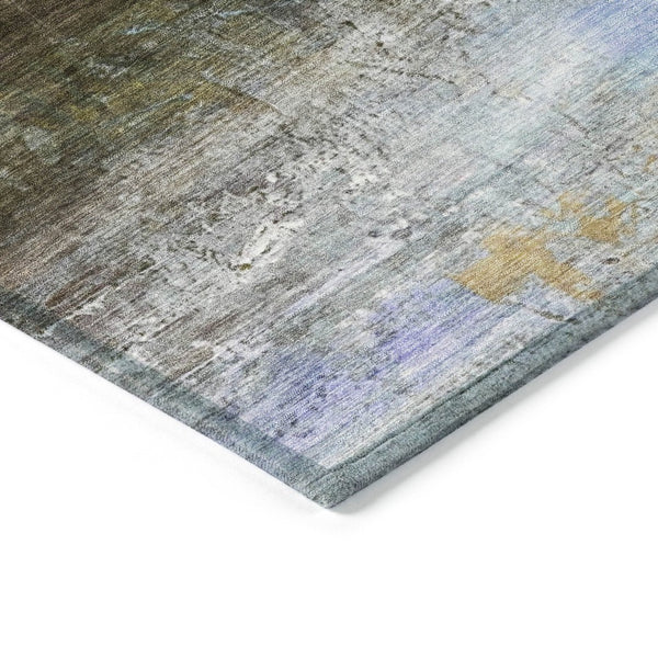 HomeRoots 5' X 8' Abstract Washable Area Rug in Brown, Teal, Blue & Blush - Durable for Indoors & Outdoors! 629186