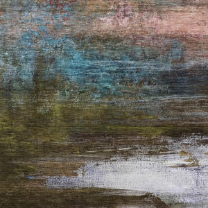 HomeRoots 8' X 10' Abstract Washable Area Rug in Brown, Teal, Blue & Blush for Indoor/Outdoor Use, Durable & Stylish 629188