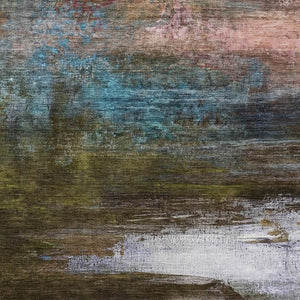 HomeRoots 10' Abstract Washable Indoor Outdoor Area Rug in Brown, Teal, Blue & Blush - Durable & Stylish! 629190